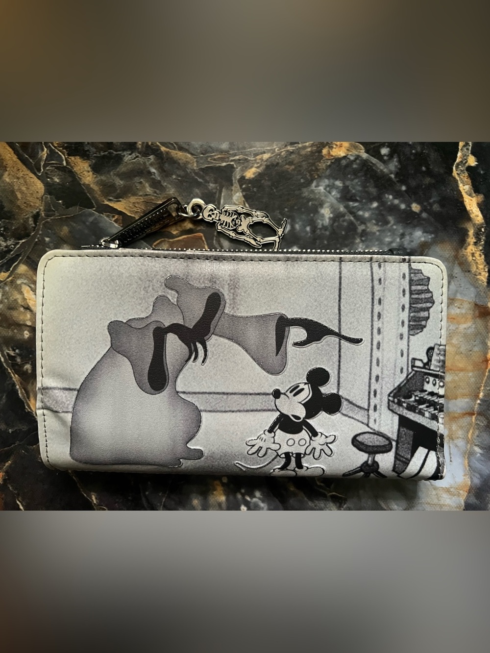 Lightly used Skeleton Dance / Mickey Mouse Loungefly Wallet - Picture 2 of 4
